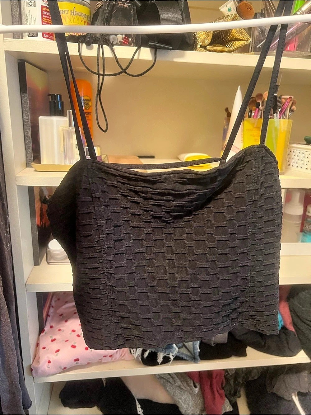 Black Textured Shoulder Bag